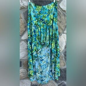 Venus High Low Maxi Skirt Size 10 Green Blue Tropical Resort Wear Beach Vacation